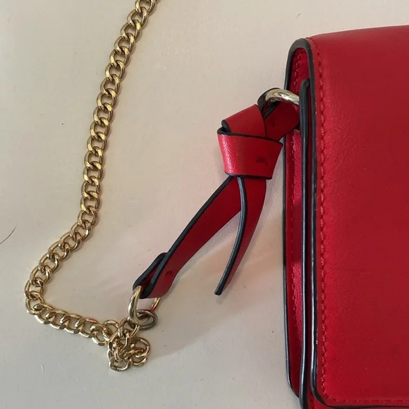 Chic crossbody red Zara bag with gold chain + gold bug detail. - Picture 5 of 7
